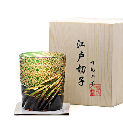 Edo Kiriko Japanese Carved Sake Whiskey Glass