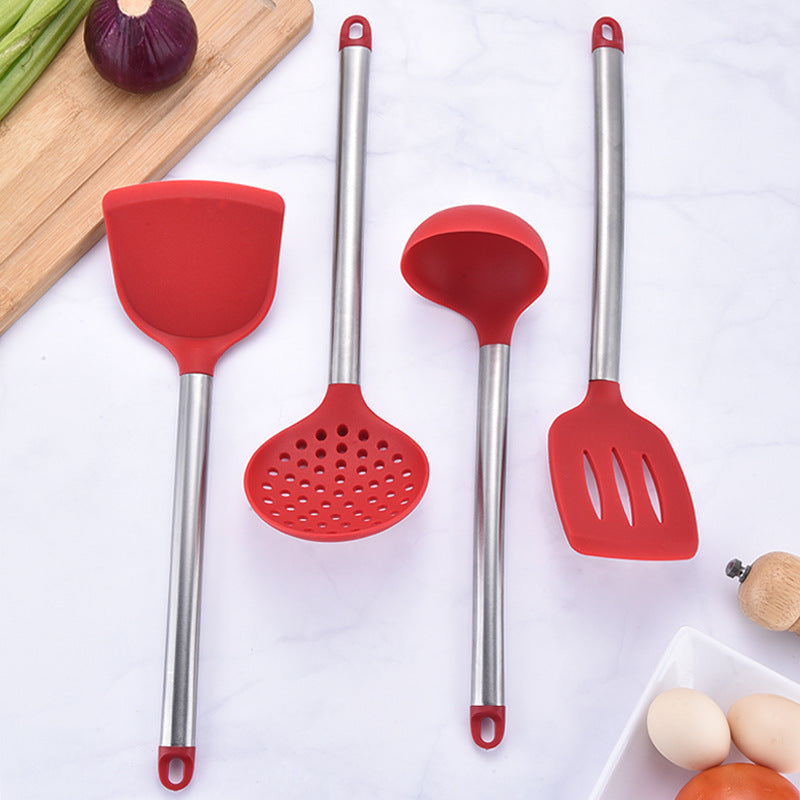 Silicone Kitchenware Set With Stainless Steel Tube Handle