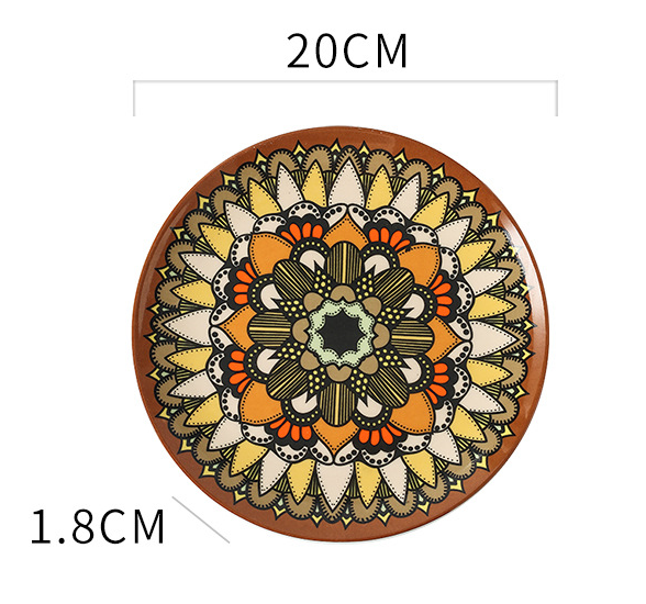 Ceramic Bohemian Moroccan Pattern Flat Plate